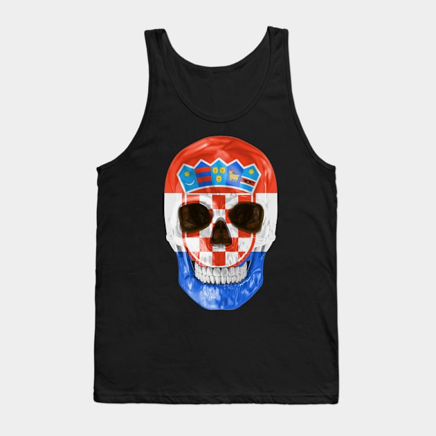 Croatia Flag Skull - Gift for Croatian With Roots From Croatia Tank Top by Country Flags